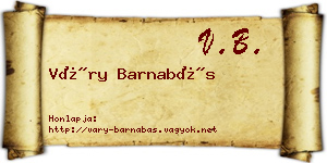 Váry Barnabás névjegykártya
